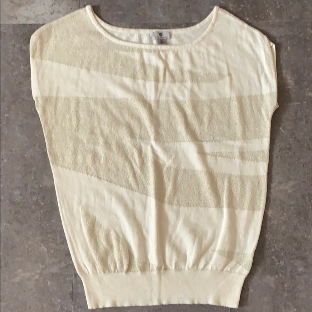 Worthington white and gold cap sleeve sweater